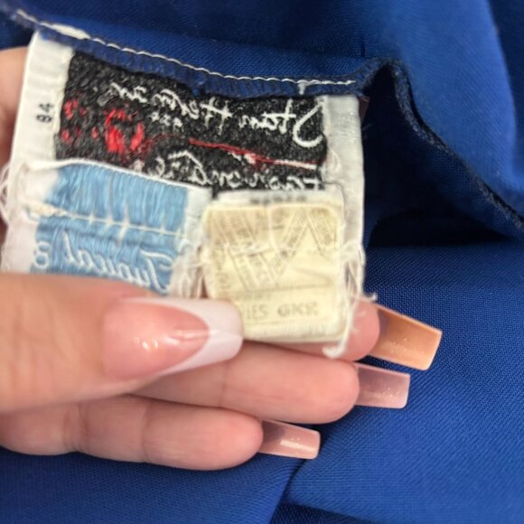 Vintage 70s Stan Herman TWA Blue A Line Wool Skirt Size Small Side Zipper Union - Picture 8 of 8